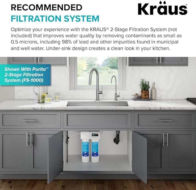 KRAUS Oletto Single Handle Drinking Water Filter Faucet for Water Filtration System in Spot-Free Stainless Steel, FF-103SFS