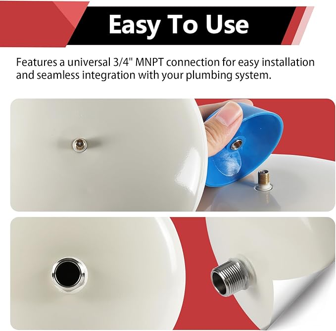 EFIELD Water Heater Expansion Tank, 2.1 Gallon, 3/4 in MNPT Connection, Thermal Pressure Protection, Safe for Potable Water,(TANK001)