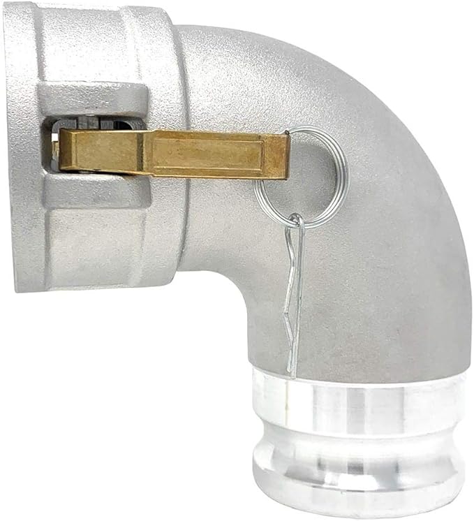 Gloxco Aluminum Type DA Cam and Groove Hose Fitting, 90 Degree Elbow, 3" Female Camlock x 3" Male Camlock (CAM-30-DA90-AL)