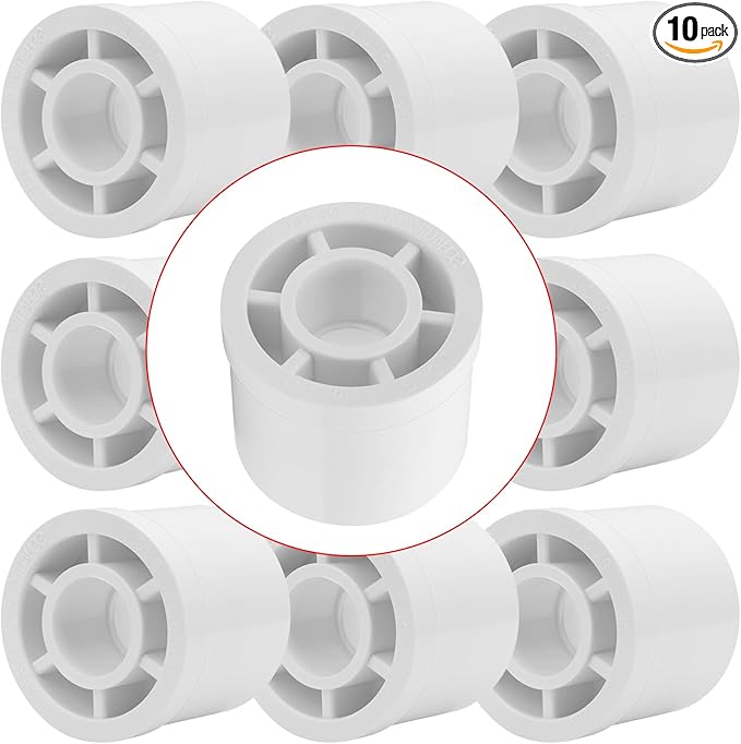 10Pack 1-1/2"x 1/2" PVC DWV Reducing Bush Adapter Pipe Fitting SCH40 PVC Reducer Bushing (Socket x Socket) PVC Pipe Reducing Bushing Fitting for Home Sewer Plumbing