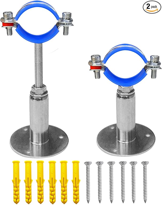 Wall Mount Ceiling Mount Pipe Supports,Adjustable Pipe Clamps Stainless Steel 304,2PCS Suitable for Pipe OD 38-40mm Adjustable Height 50-100mm
