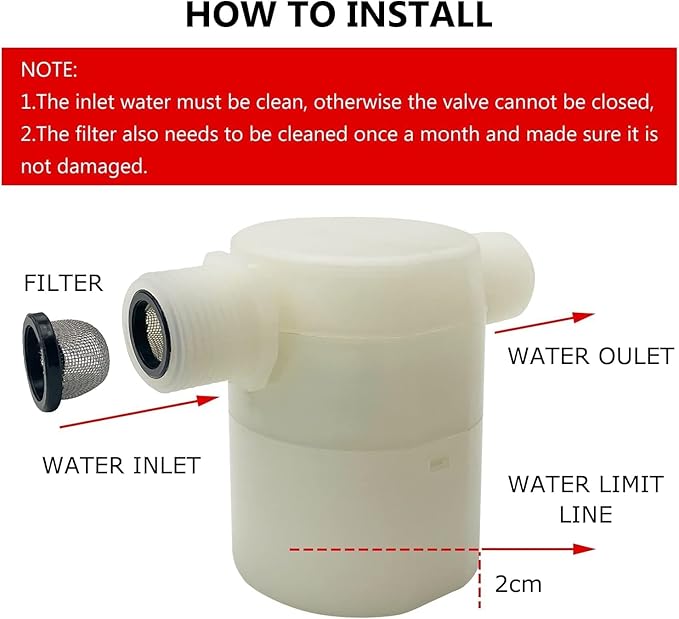 Water Float Valve, Water Level Control Water Tank Traditional Float Valve Upgrade 2 PCS (side inlet, 1“)