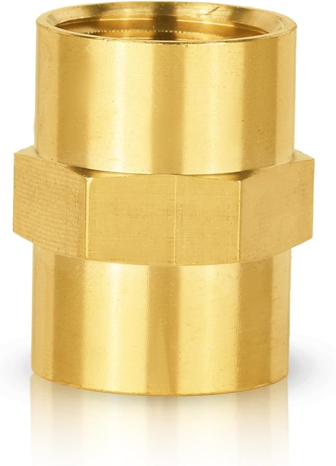 100-PCs HeSun Brass Pipe Fitting, 3/8" NPT Female x 3/8" NPT Female Hex Pipe Adapter
