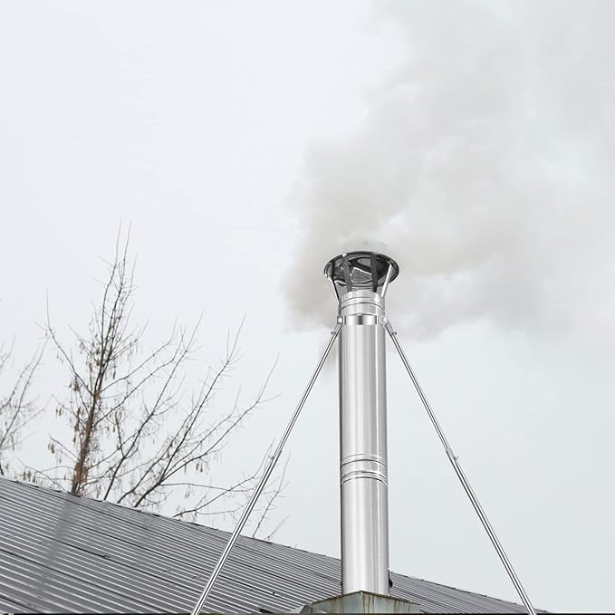 2025 Update 10" Extended Roof Bracket Kit, Adjustable Extended Roof Brace for Securing 10" Diameter Stove Pipe, Providing Stability to The Chimney Against Wind and Snow
