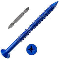 (30pcs) 3/16''x3-3/4 Concrete Screw Anchor Blue Flat Head for Anchoring to Masonry, Block or Brick Stucco