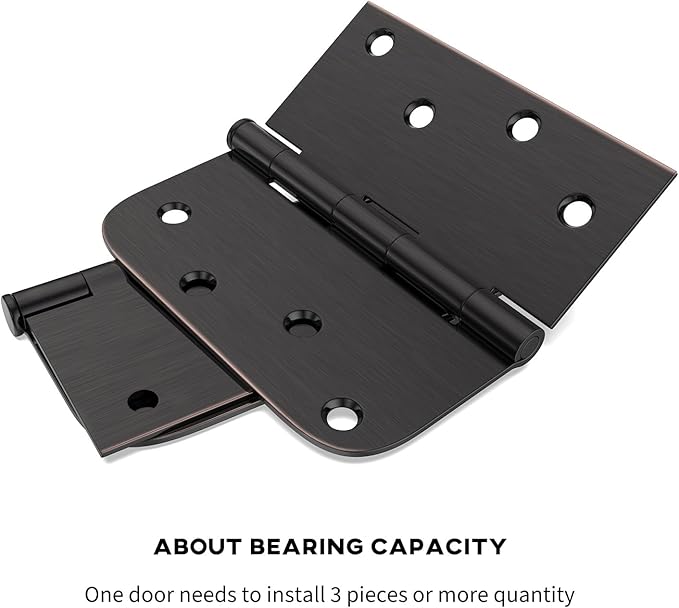 12 Pack goldenwarm 4in Oil Rubbed Bronze Door Hinges Interior Door Hinges 4 x 4 Inch with Square & Round Corners, Iron Material