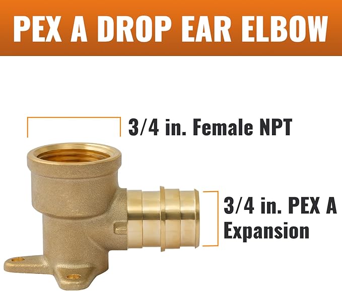 SUNGATOR 2 Pack PEX A Expansion 3/4" x 3/4" Female NPT Drop Ear Elbow, ASTM F1960 ONLY For Pex-A Tubing