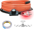Cupohus Heat Tape for Water Pipes with Thermostat 9FT, Freeze Protection Self-Regulating Heat Trace Cable for Metal, Plastic Home Pipes, Roof and RV, 110-120V