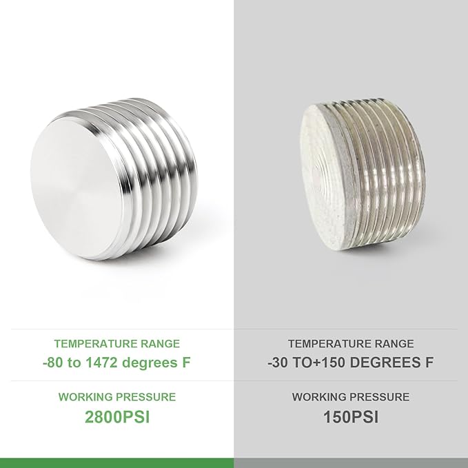 TAISHER 20PCS 304 Stainless Steel Internal Hex Thread Socket Pipe Plug Fitting 3/8" NPT Male