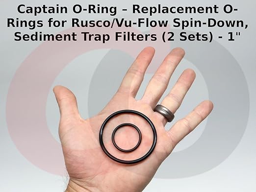 Captain O-Ring – Replacement O-Rings for Rusco/Vu-Flow Spin-Down, Sediment Trap Filters (2 Sets) [Select Size .75OR, 1OR, 1.5OR, or 2OR] (1" Filter (1OR) - 2 Sets)