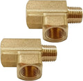 2PCS Brass Tee Pipe Fitting 1/4" NPT Female x 1/4" NPT Female x 1/4" NPT Male for Water/Oil/Gas
