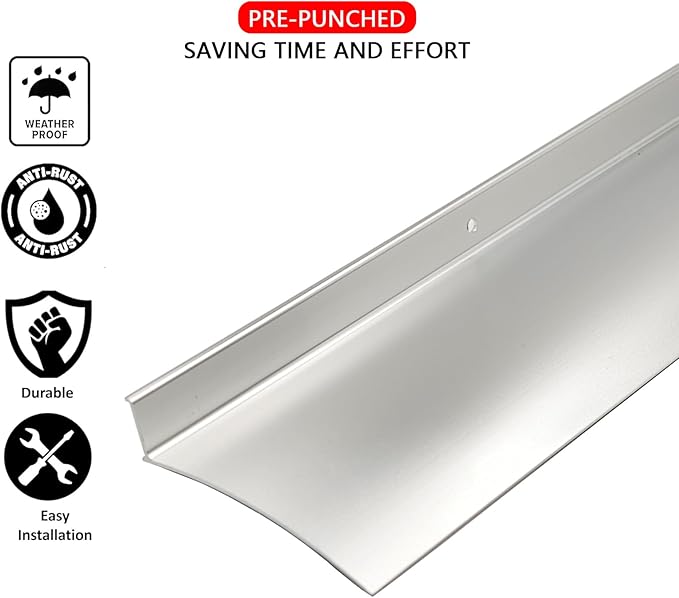 Extra Wide 5.12" W Door rain drip Guard Overhead,43.3" L Aluminum drip Cap for Exterior Doors Window Top,rain drip Edge Flashing,Water Deflector,rain Diverter,Anodized Silver 1PCS