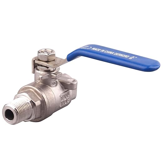 DERNORD Full Port Ball Valve 3/8 Inch - Male x Female Stainless Steel 304 Heavy Duty for Water, Oil, and Gas,1000WOG (3/8 Inch NPT)
