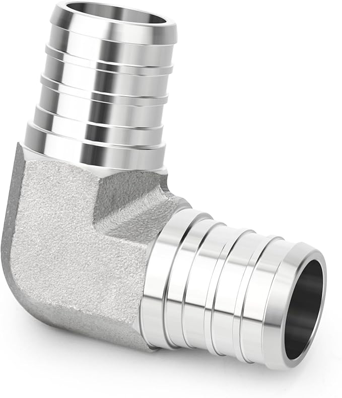 TAISHER 1PCS 304 Stainless Steel 90 Degree Elbow Pex Fittings, 1/2" Pex Fitting With 2PCS Hose Clamp For Tubing Pipe