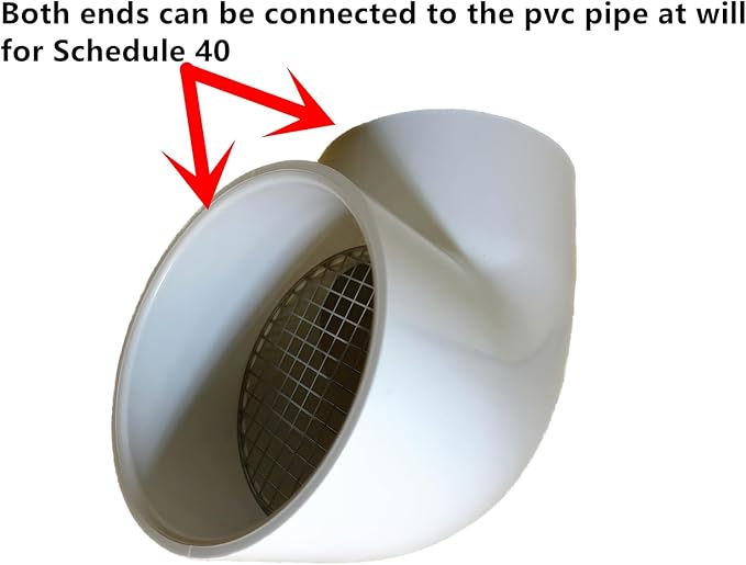 PVC Vent Cap 1 pcs 90-Degree for 4" Schedule 40,PVC Termination Cap,Vent Cover Screen,Round Furnace PVC Pipe Stainless Steel Roof Vent Cap,Installation not Required That PVC Elbow,or Coupling