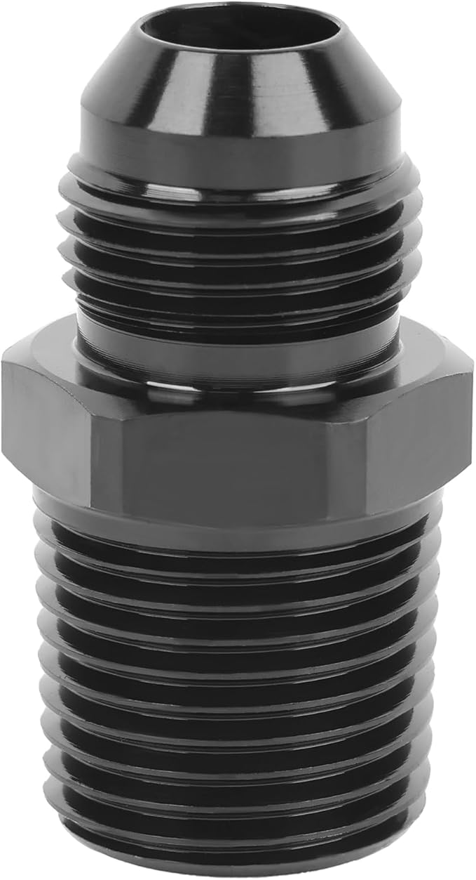 EVIL ENERGY 8AN Male Flare to 1/2" NPT Pipe Fitting Adapter Straight Aluminum Black