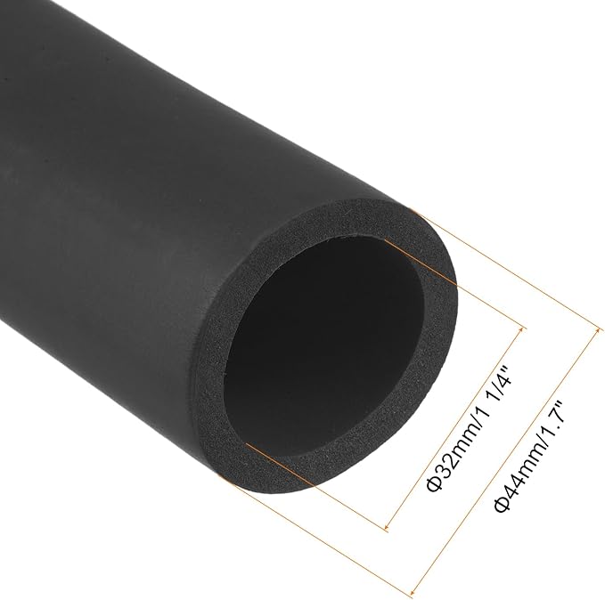 uxcell Foam Tubing for Handle Grip Support, Pipe Insulation Outside Pipe Lagging, 32mm(1 1/4") ID 44mm OD 1m Black