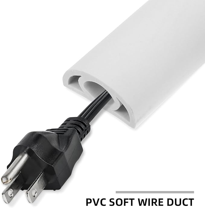 MERRYHAPY PVC Floor Wire Cover 2Cm Wide 5M Self-Adhesive Cable Management Raceway for Home and Office Cord Organizer Wall and Floor Wire Protector White