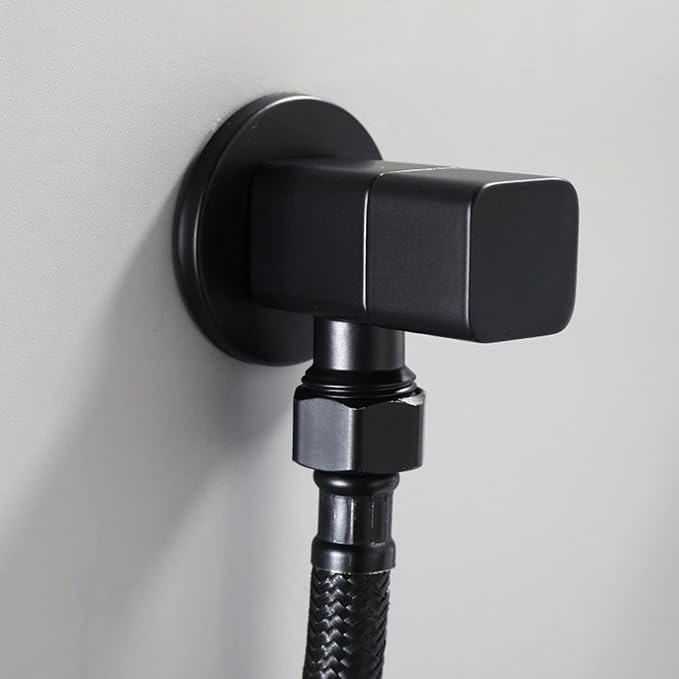 Estink Black Angle Stop Valve G1/2 Mixer Water Stop Valve with All Copper Ceramic Core High Low Temperature Proof for Bathroom Toilet Washbasin