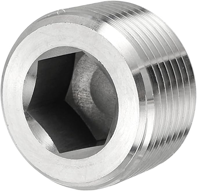 Pipe Plug Stainless Steel Internal Hex Thread Socket Pipe Plug Fitting - Fitting for (Sealing Port - Air Tanks - Water Outlets) 1 Inch NPT Male