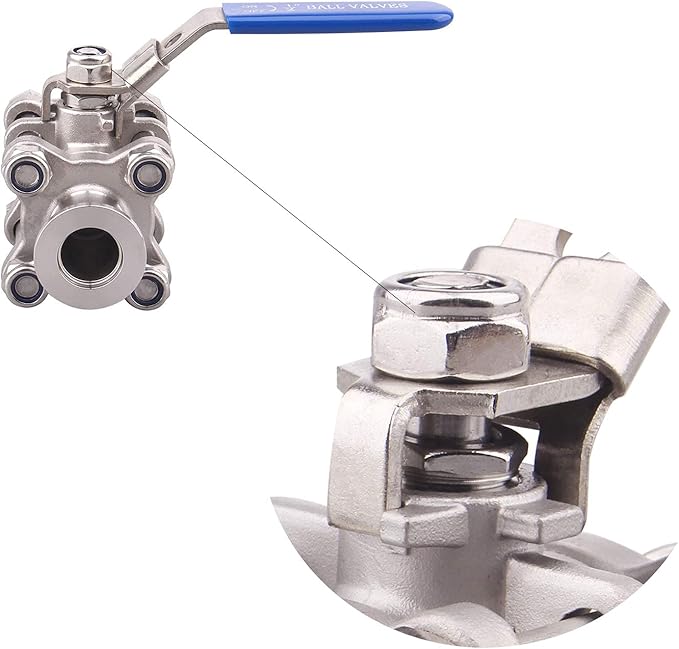 SHERICH Vacuum KF50 Ball Valve 304 Stainless Steel Clamp High Vacuum Fast Ball Valve Blue Handle With Locking Device (KF50)