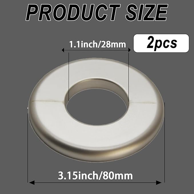 2pcs Wall Split Flange, Self-Adhesive Escutcheon Plate for 28mm/1.1" Dia Pipe, ABS Round Plumbing Cover Plates for Bathroom Kitchen Toilet Faucet, Gold