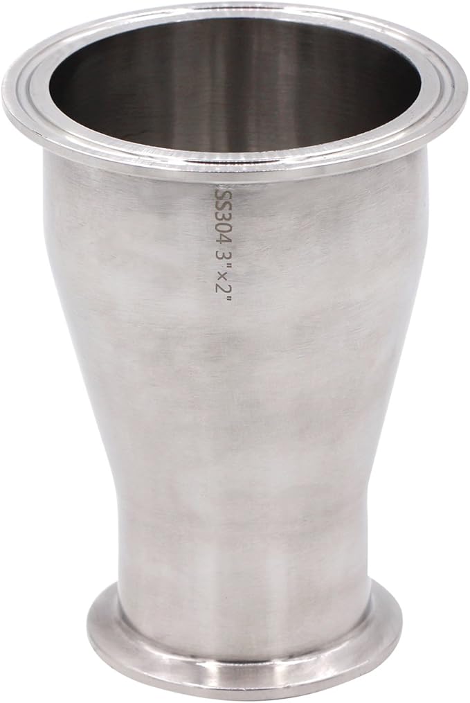DERNORD Sanitary Fitting Reducer Fitting SUS304 Tri Clamp Ferrule Style 3" Tube OD to 2" Tube OD