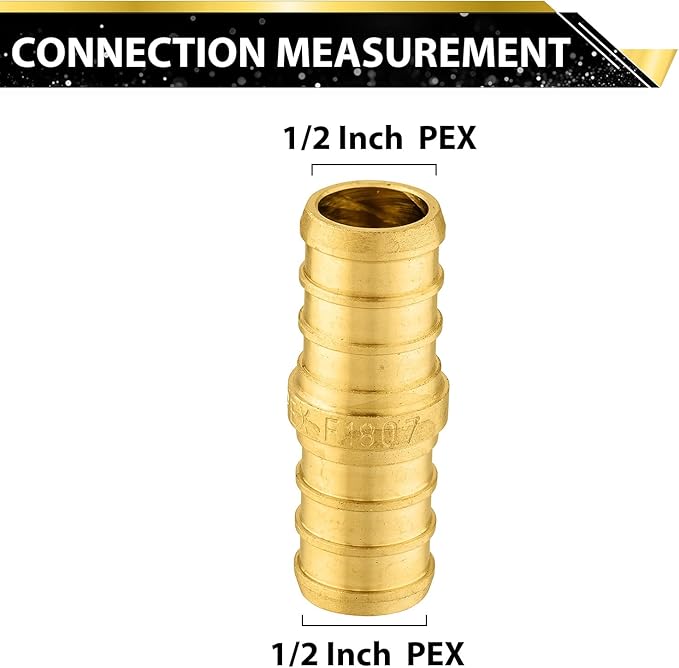 400-Pack Foskan 1/2 Inch PEX Straight Coupling,Brass Crimp Fittings for PEX Tubing Pipe