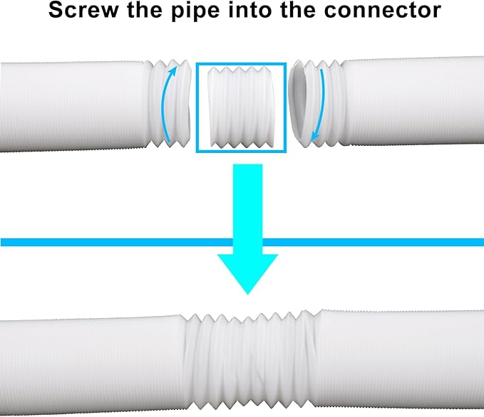 Extra Extension Flexible Pipe for Prestantious 3.1” Pipe, 2.6 inches ID, 3.1 inches OD, Stretched Length 6.6ft, White