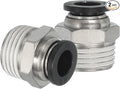 MECCANIXITY 2 Pcs NPT Push to Connect Air Fittings, Male Straight 3/8" Tube OD x 1/2" NPT Thread Air Quick Connector Coupling Adapter for Gas Hose Pneumatic Tools, Black