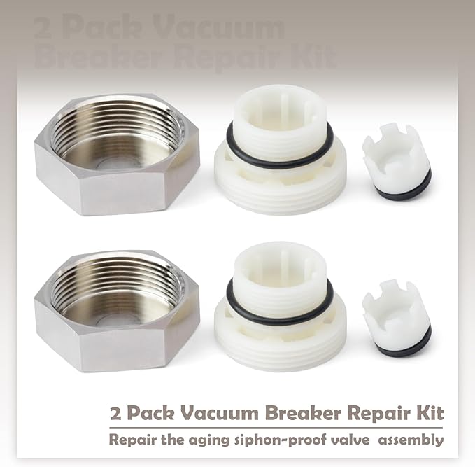 2 Pack VACVBKX1B Vacuum Breaker Repair Kit Compatible with Traditional Siphon-Proof Frost Free Sillcock Valves Metal Replacement Set VAC-VBK-X1B with Plunger Seal and O-ring