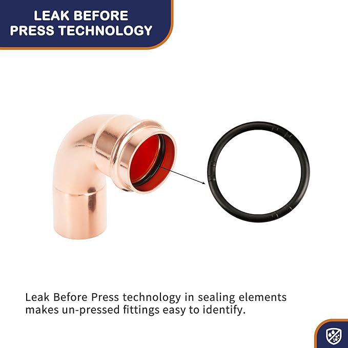Copper Press Fittings 90 degree Street Elbow Copper Coupling Zero Lead FTG x P 1/2 inch x 1/2 inch for Residential Commercial 10-Pack