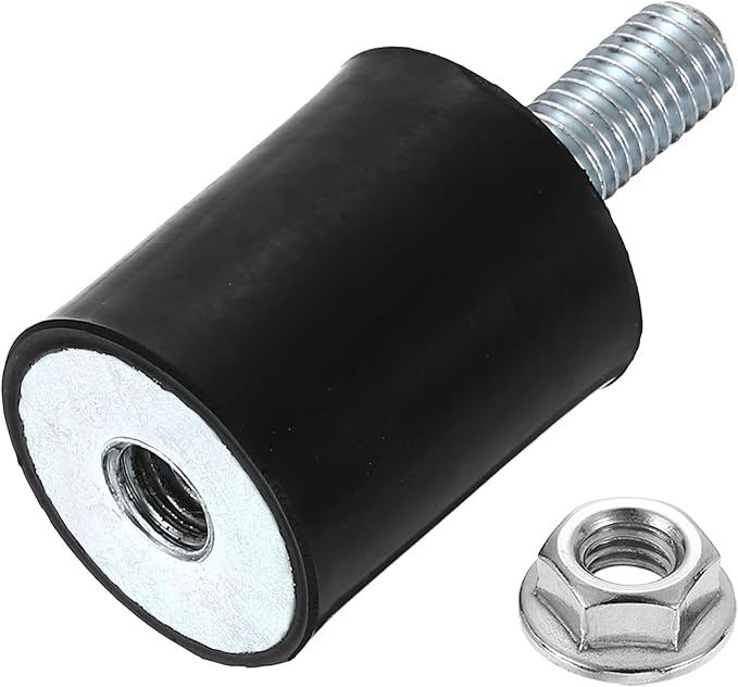 uxcell M8 Rubber Mounts, 1Pcs 25x30mm(DxH) Rubber Cylindrical Anti Vibration Isolator Shock Absorber with Lock Nut for Car Bobbin Generator Air Compressors