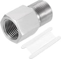 uxcell Pipe Fitting Reducing Adapter, M24 Male x 1/2" NPT Female 304 Stainless Steel Reducer Connector for Water Oil Air Pressure Gauge, Silver