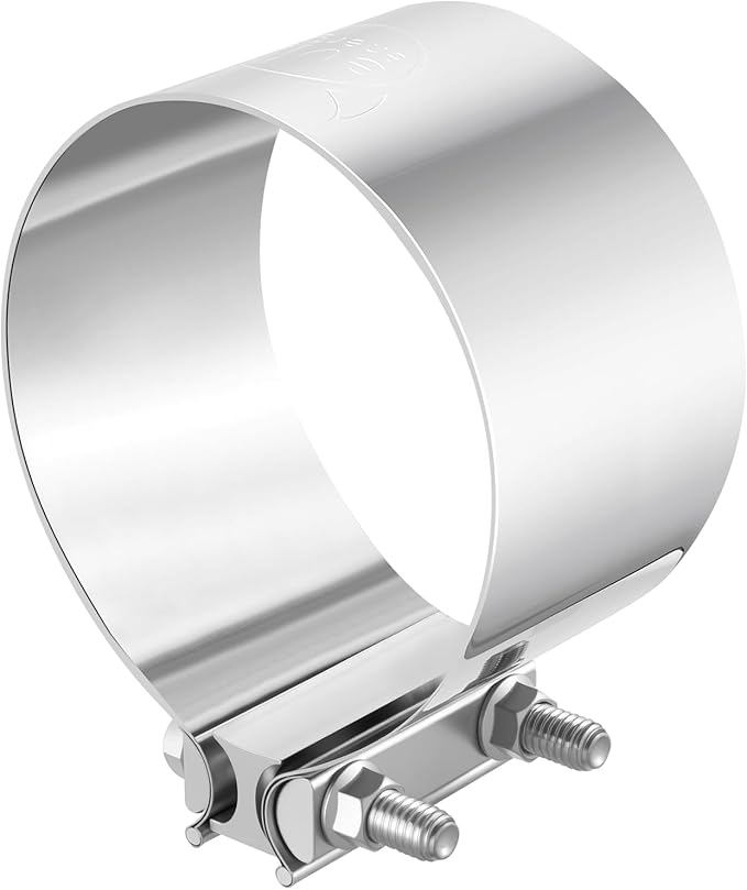 EVIL ENERGY 5.0 Inch Exhaust Clamp, Butt Joint Band Clamp Sleeve Coupler Stainless Steel for Pipes, Mufflers, Catalytic Converters, 1PCS