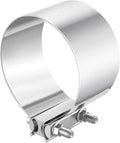 EVIL ENERGY 5.0 Inch Exhaust Clamp, Butt Joint Band Clamp Sleeve Coupler Stainless Steel for Pipes, Mufflers, Catalytic Converters, 1PCS