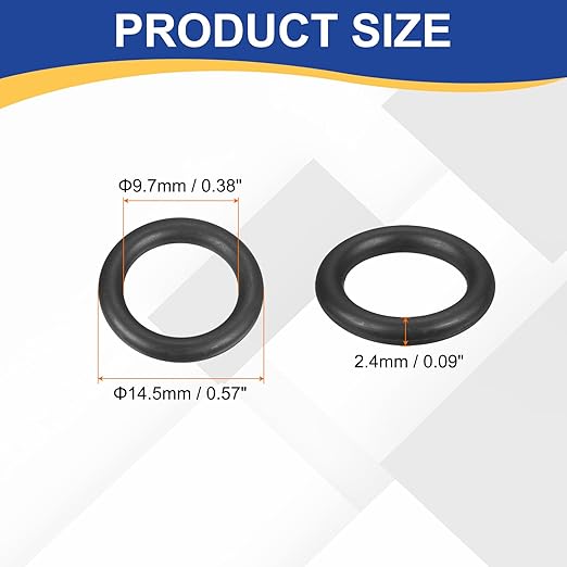 HARFINGTON 50pcs Nitrile Rubber O-Rings 14.5mm OD 9.7mm ID 2.4mm Width Metric Buna-N NBR Sealing Gasket Plumbing Sealing Repair O Rings for Car Auto Vehicle Repair Faucet Air Gas
