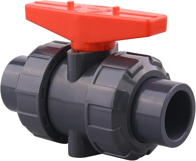 DERNORD PVC True Union Ball Valve with Full Port, EPDM O-Rings, and Reversible PTFE Seats,Rated at 200 PSI (3/4 inch Socket)