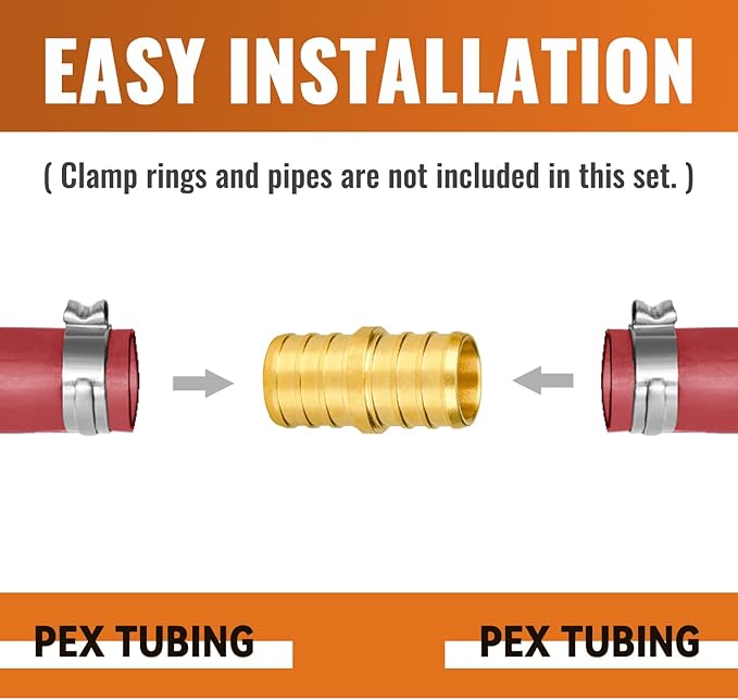SUNGATOR 25-Pack 3/4" Pex Coupling, No Lead Brass, Pex Fittings 3/4 Inch, NSF, UPC Certified