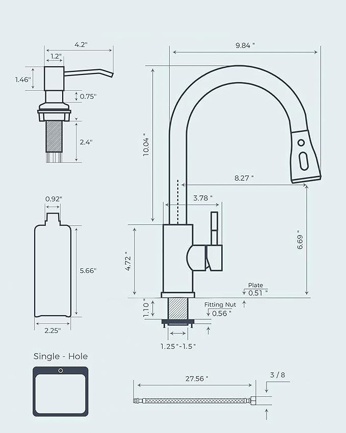 FORIOUS Kitchen Faucet with Soap Dispenser, Brushed Nickel, Single Handle Stainless Steel Transitional Sink Faucet with Pull Down Sprayer 1 or 3 Hole, Suitable for Farmhouse Laundry Camper RV Bar