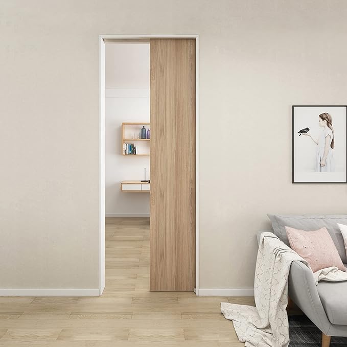 JUBEST 7FT Commercial Grade Pocket Door Hardware and Track Set, Sliding Door Hardware 80.7", Durable and Smoothly, Easy to Install