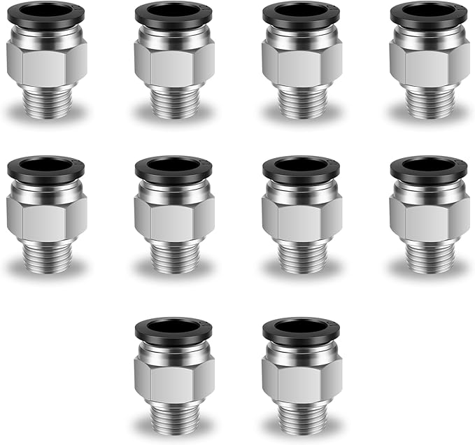 10 Pcs Push-to-Connect Fittings 1/2 Inch Tube OD x 1/4 Inch NPT Thread Pneumatic Male Straight Quick Connect Air line fittings