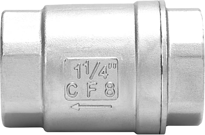 1-1/4 Inch Vertical Check Valve SUS304 Spring Loaded Check Valve in-line Low Cracking Pressure CF8M WOG 1000
