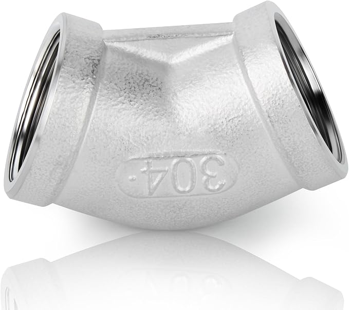 TAISHER 1PCS 304 Stainless Steel 45 Degree elbow,2" NPT Female x 2" NPT Female 304 Stainless Pipe Fitting