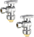 2-Pack Foskan Push Fit Angle Stop Valve,1/4 Turn Shut off Valve 1/2" Push Fit x 3/8" OD,Chrome Plated Brass