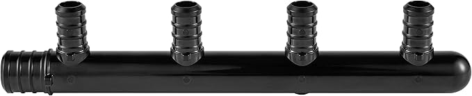 EFIELD 4 Outlets Poly PPSU Barb Crimp Closed Pex Manifold: 3/4 Trunk, 1/2" Port (4 Ports), ASTM F2159,(PPSU1807043)
