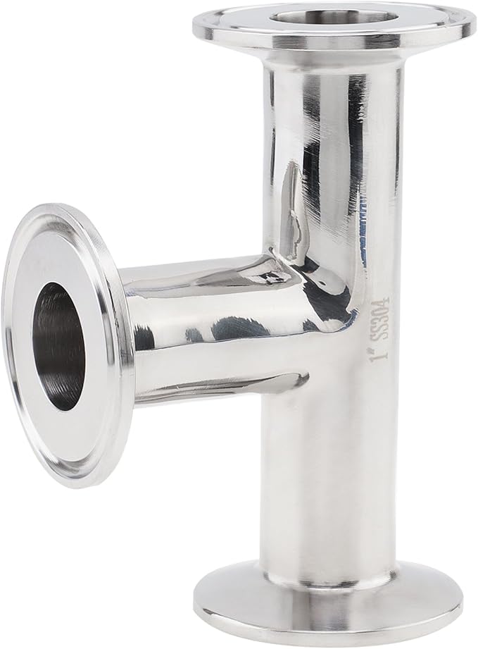 3-Way Tri-Clamp Tee Sanitary Fitting, 304 Stainless Steel, 1-inch OD (25 mm), Fits 1.5-inch Tri Clamp