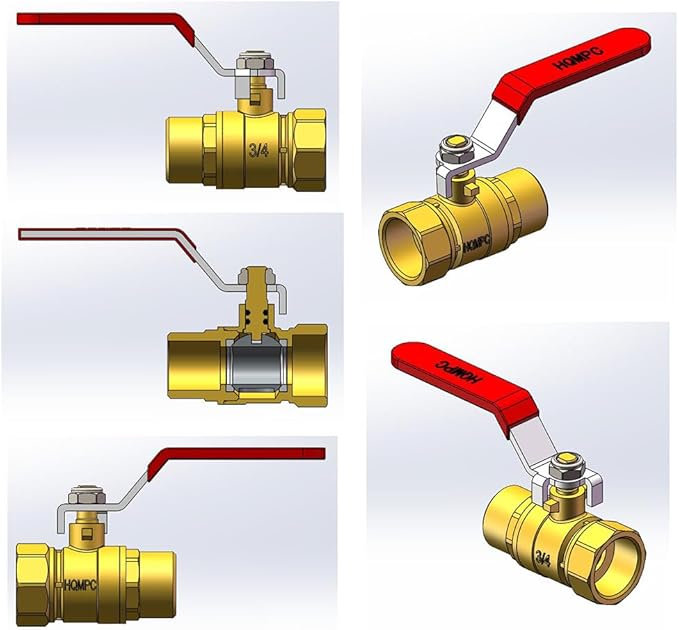 HQMPC Garden Brass Shut Off Valve Ball Valves 3/4" GHT Hose Shut Off valve Hose Valves Big Fllow 2Pcs Long Handle