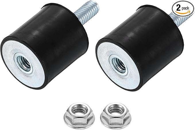 uxcell M8 Rubber Mounts, 2Pcs 29x30mm(DxH) Rubber Cylindrical Anti Vibration Isolator Shock Absorber with Lock Nut for Car Bobbin Generator Air Compressors