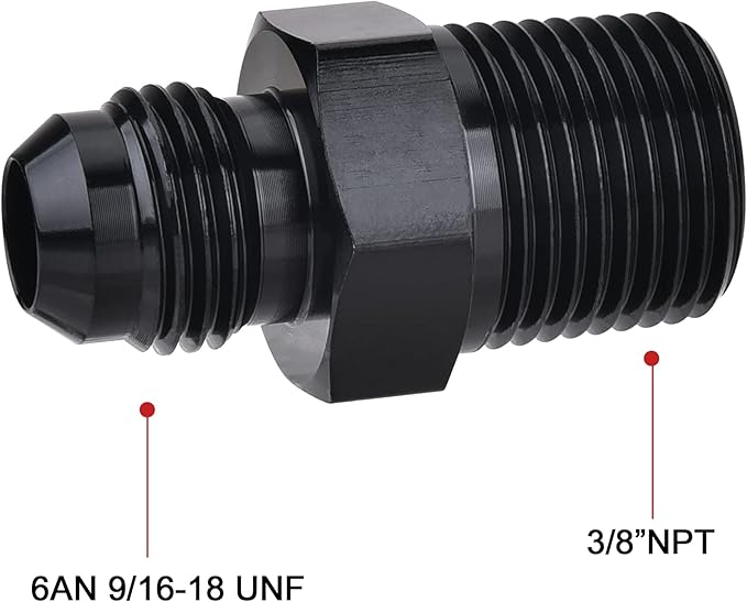 EVIL ENERGY 6AN Male Flare to 3/8" NPT Pipe Fitting Adapter Aluminum Straight Black 4PCS